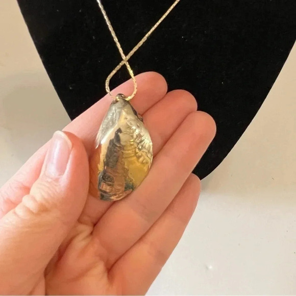 Vintage Park Lane Gold Dipped Large Sea Shell Pendant Necklace 14” Chain - Picture 6 of 8